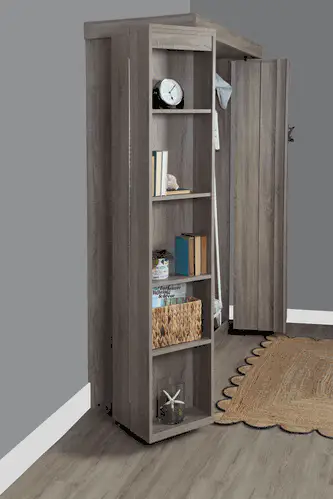 IN STOCK Queen Size Boaz BiFold Bookcase Murphy Bed - Monaco Textured Finish - Image 5
