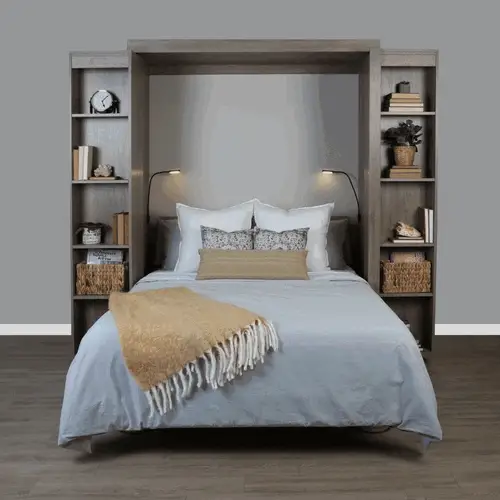 IN STOCK Queen Size Boaz BiFold Bookcase Murphy Bed - Monaco Textured Finish - Image 7