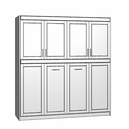 DOUBLE/FULL HORIZONTAL Bahama Shaker Panel Bed with cabinets above and with side cabinets
